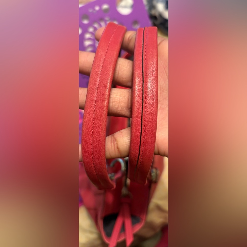 Coach Medium Leather Shoulder Bag. Pink/bright coral - Picture 10 of 16